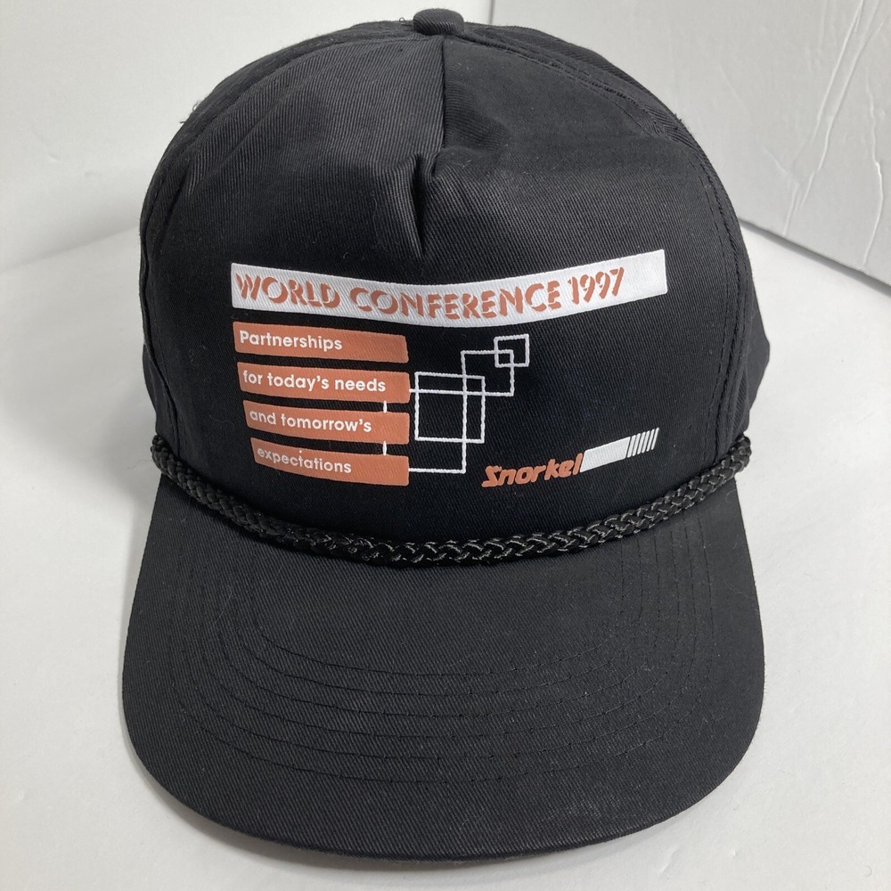 Four‎ Seasons Snorkel World Conference 1997 Hat Mens OSFA Black Vintage Rope Cap